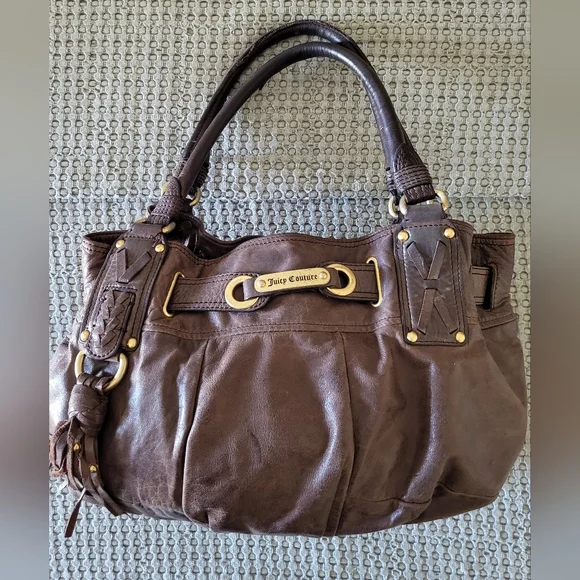 🥀🌻Y2k Juicy Couture Brown Leather Women's Bag - Picture 3 of 11